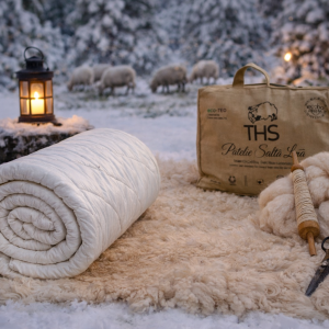 Protecție Saltea Lana Merino | 950 g/mp | 180x200 cm | alb/uni