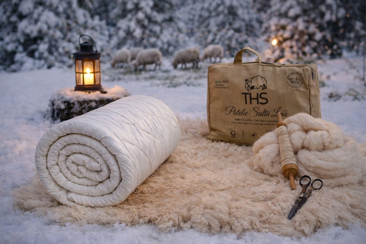 Protecție Saltea Lana Merino | 950 g/mp | 180x200 cm | alb/uni Protecție Saltea Lana Merino | 950 g/mp | 180x200 cm | alb/uni